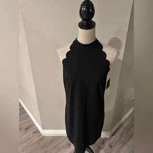 One-Shoulder Black Scalloped Dress - Women's Evening Shift